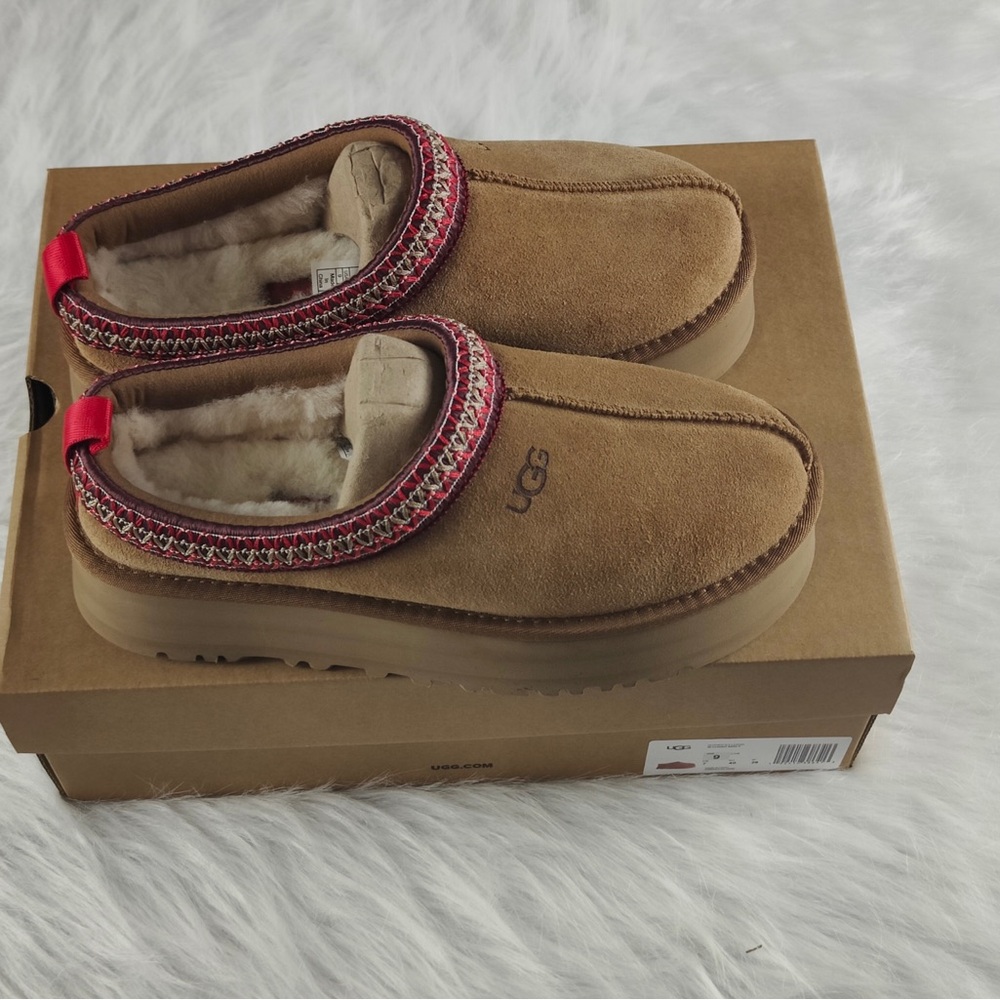 NIB Ugg Inspired Chestnut Tazz Platform Tasman Slippers Shoes Women Size 8